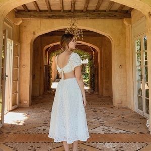 Elliatt Aten Midi Dress White Revolve Puff Sleeves NWT